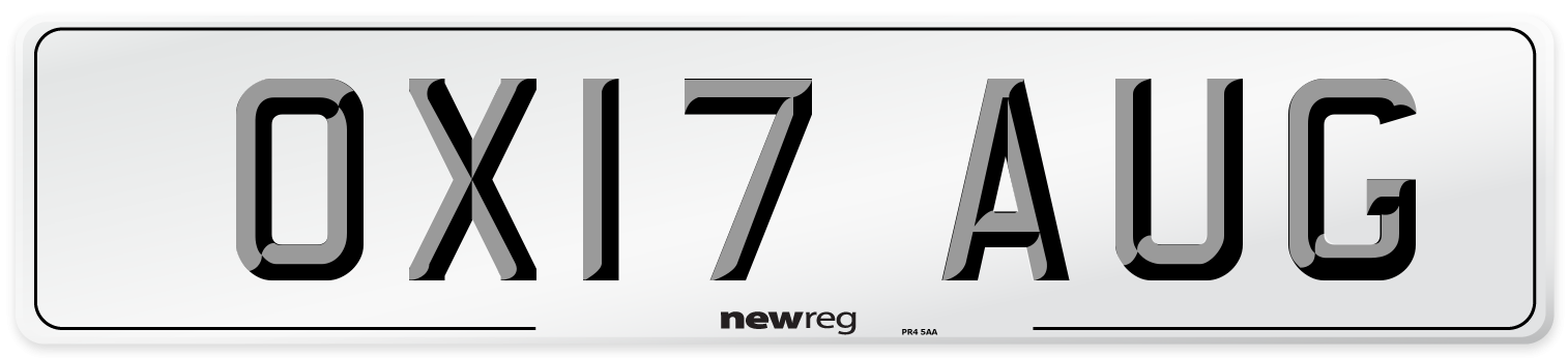 OX17 AUG Number Plate from New Reg
